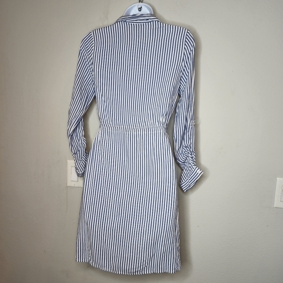 Lulus | Lifestyle Blue and White Striped Long Sleeve Shirt Dress - Picture 5 of 13